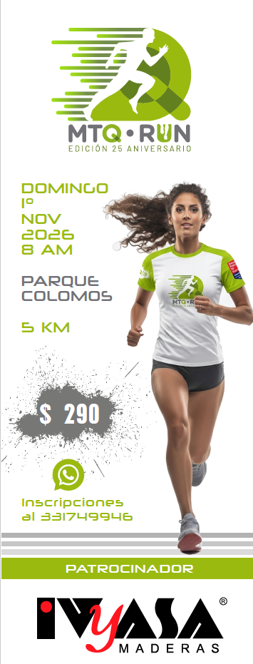IVYASA MADERAS, te invita a participar en la Carrera de 5KM en PARQUE COLOMOS. Ven con tu familia o amigos y pasa un día lleno de energía.
